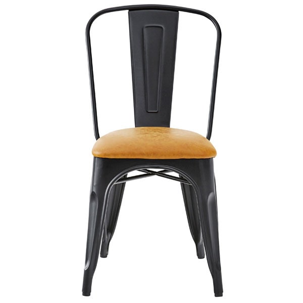 レザーの座面のダイニングチェア｜ブラックのアイアン| Backl