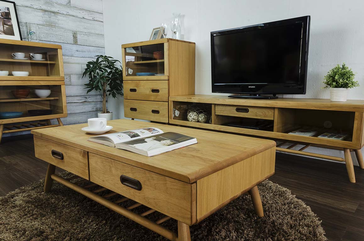 センターテーブル 収納 ナチュラル NO【105cm】無垢材