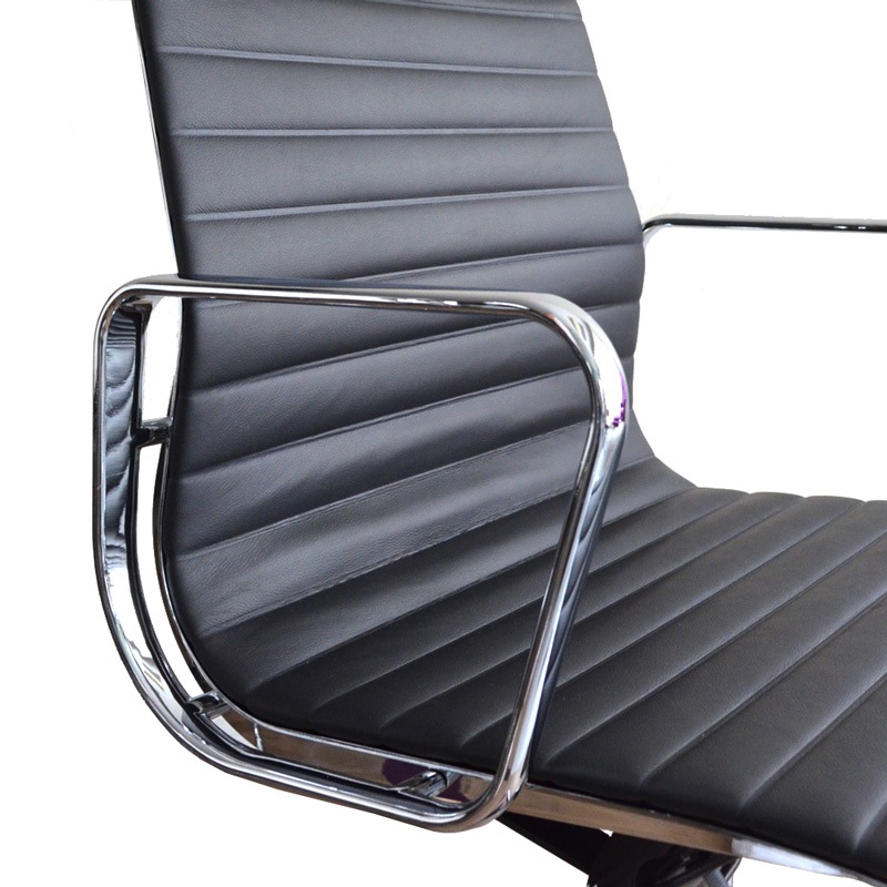 アルミナムチェア イームズ【ローバック/フラッドパッド】本革ブラック