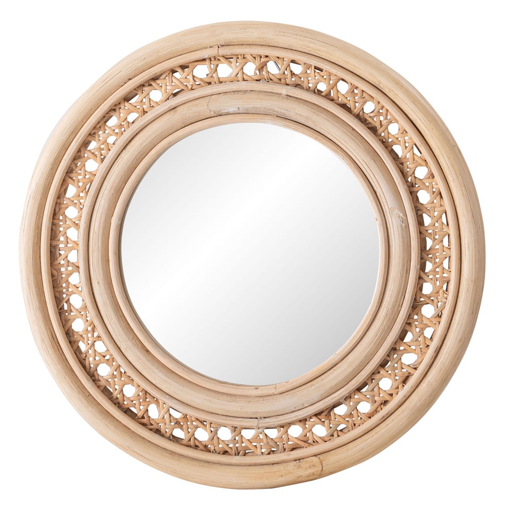 ラタン製ラウンドミラー｜繊細な編み込みが美しいナチュラルインテリア