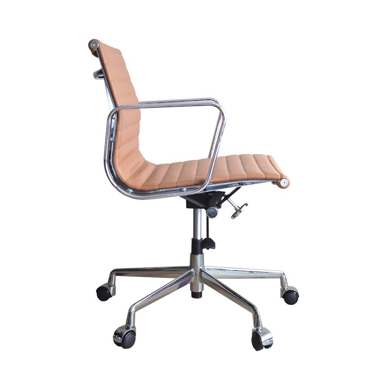 アルミナムチェア イームズ【ローバック/フラッドパッド】本革モカ