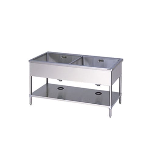 マルゼン 二槽シンク 三面アール バックガードなし BS2-126T