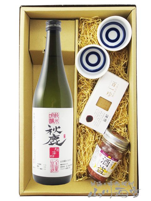 秋鹿 純米吟醸 超辛口 720ml +百一珍 ( 醤油 ) +かつを酒盗＋