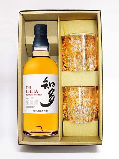 知多 ウィスキー 箱入り 700ml+グラス付き×2 サントリーウィスキー 知多 700ml + メッセージ入りロックグラス