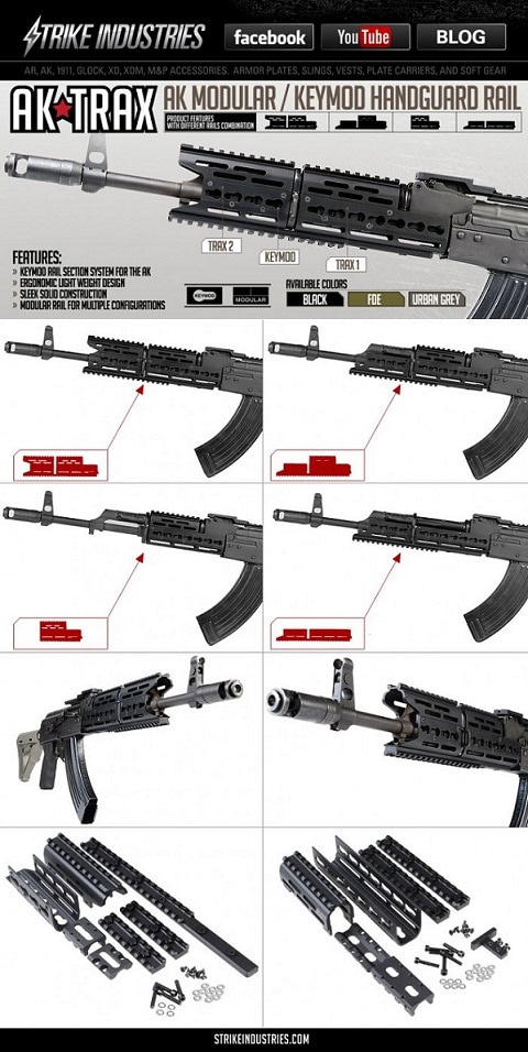 AK TRAX1&2セットKEY-MOD レイルハンドガード サバゲー | 電動