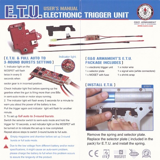 G&G M4 ETU 電子トリガーユニット G&G M4 ETU 電子トリガーユニット 2.0MOSFET3.0 G-11-137 | 電動