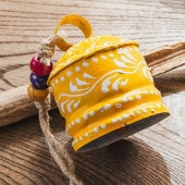 Indian Hand-painted Cow Bells with Jute Rope