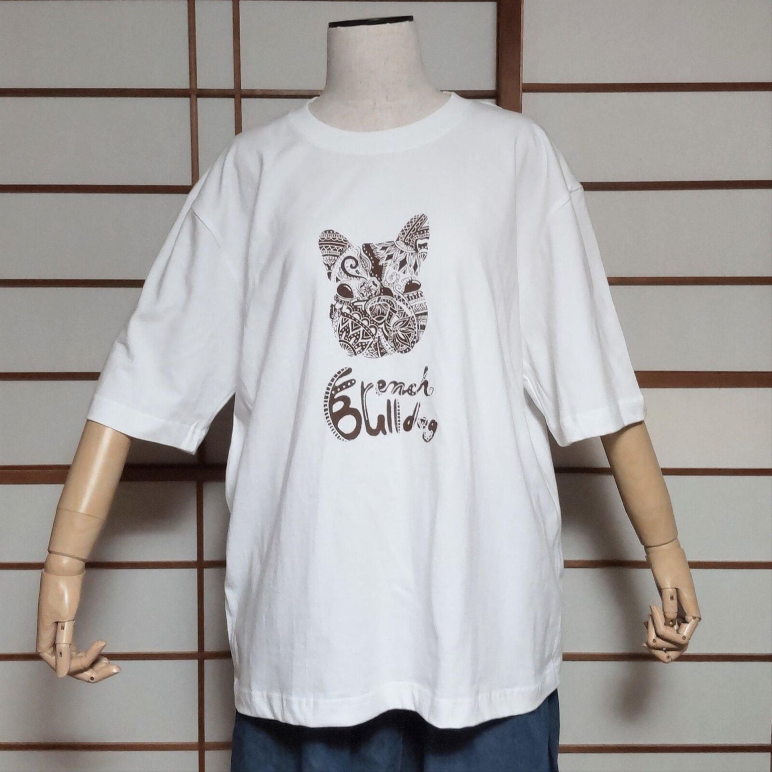 "French Bulldog" 6.6oz Cotton100% Half sleeve Big T-shirts　ladies men's unisex