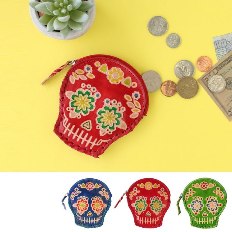 SKULL shaped Goat leather Wallets