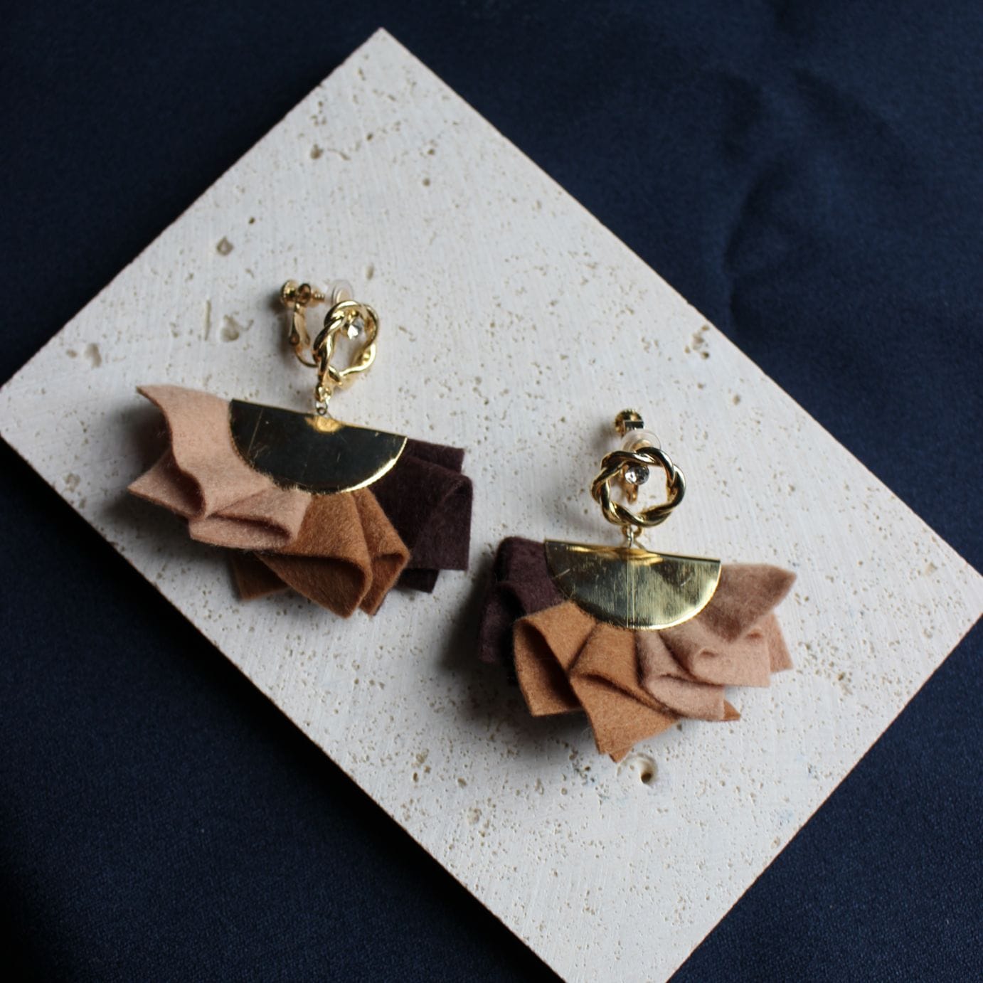 Brown Frills Clip-on Earrings