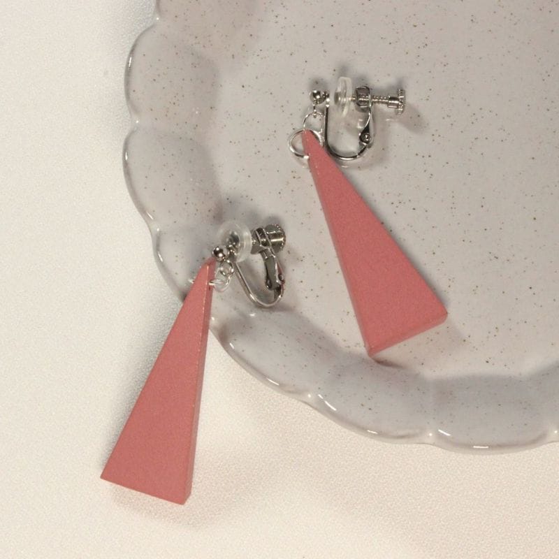 Wooden Isosceles triangle Clip-on Earrings