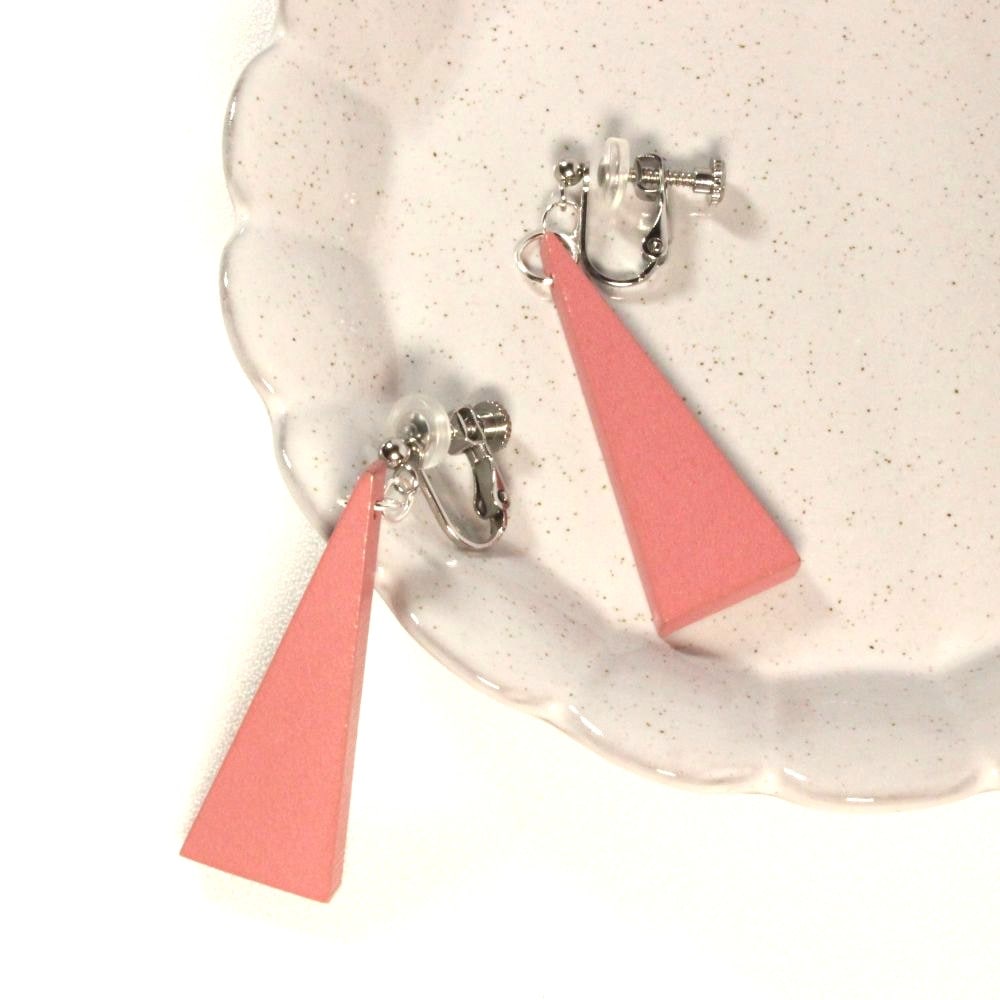 Wooden Isosceles triangle Clip-on Earrings