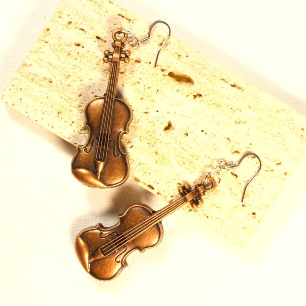 Violin Earrings for pierced ears