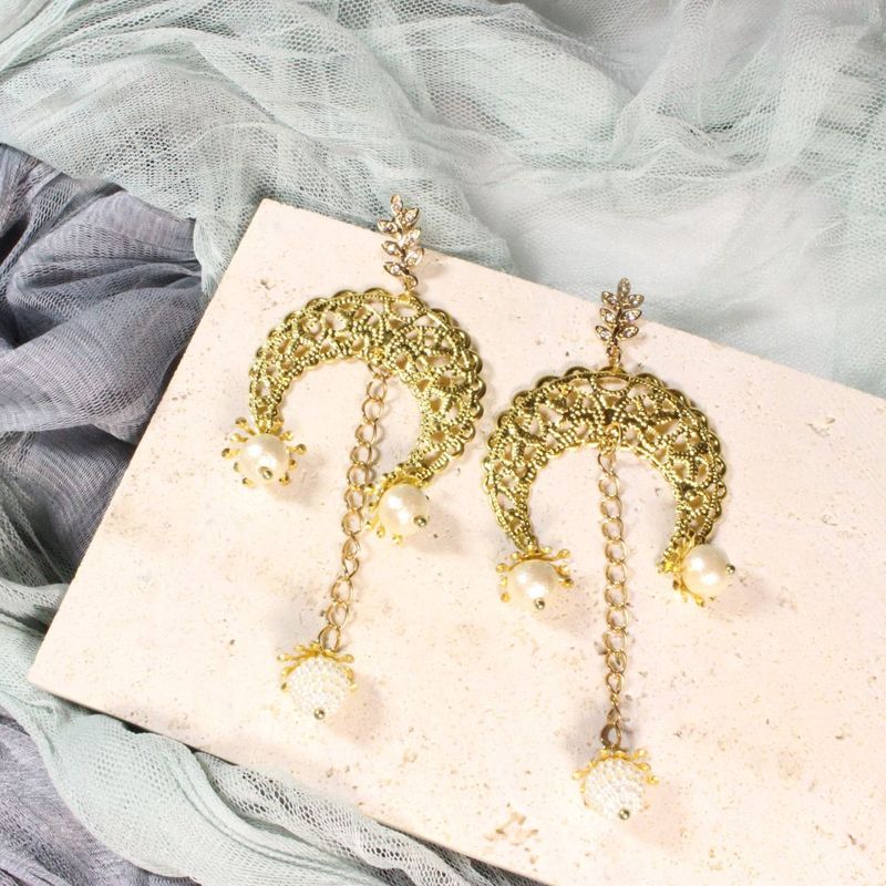 Gold Moon Earrings for pierced ears