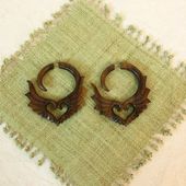 Wooden Heart Earrings for pierced ears