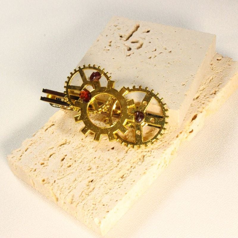 Steampunk Garnet Tie Clip