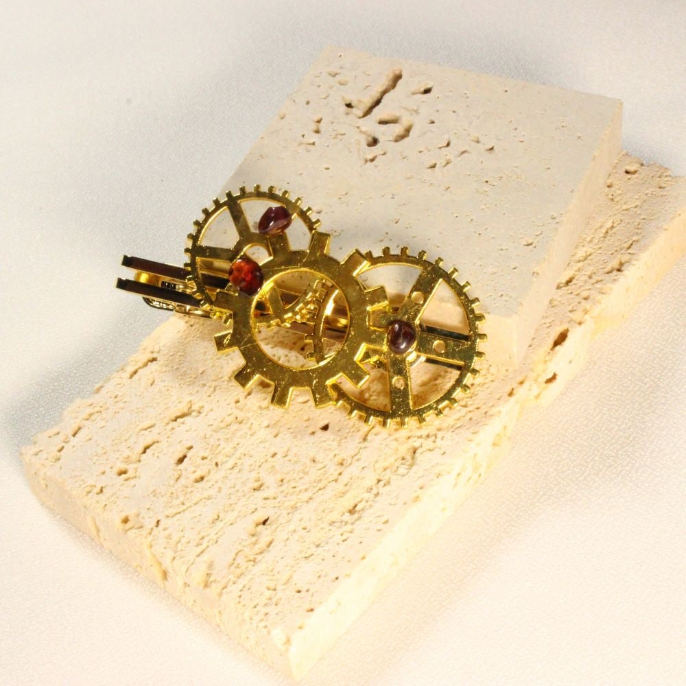 Steampunk Garnet Tie Clips