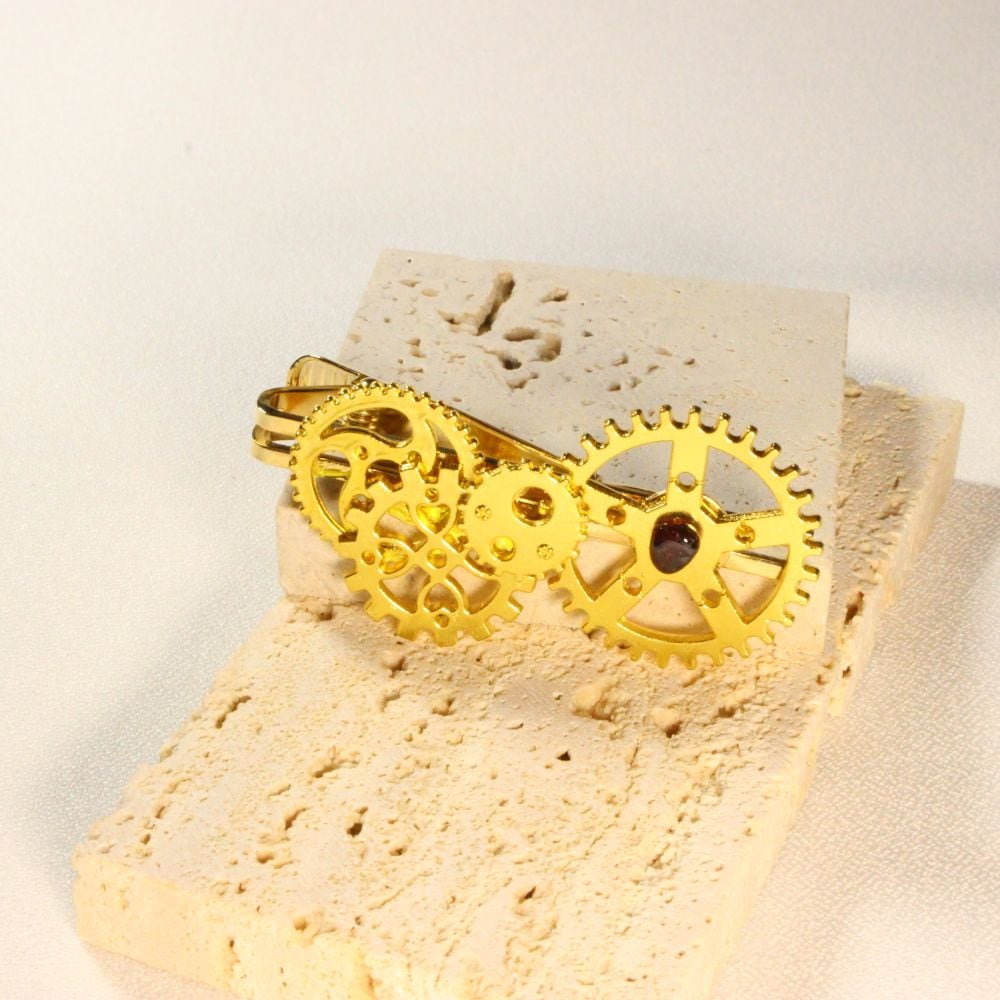 Steampunk Garnet Tie Clip