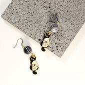 Eye Agate Earrings with Cats Charms