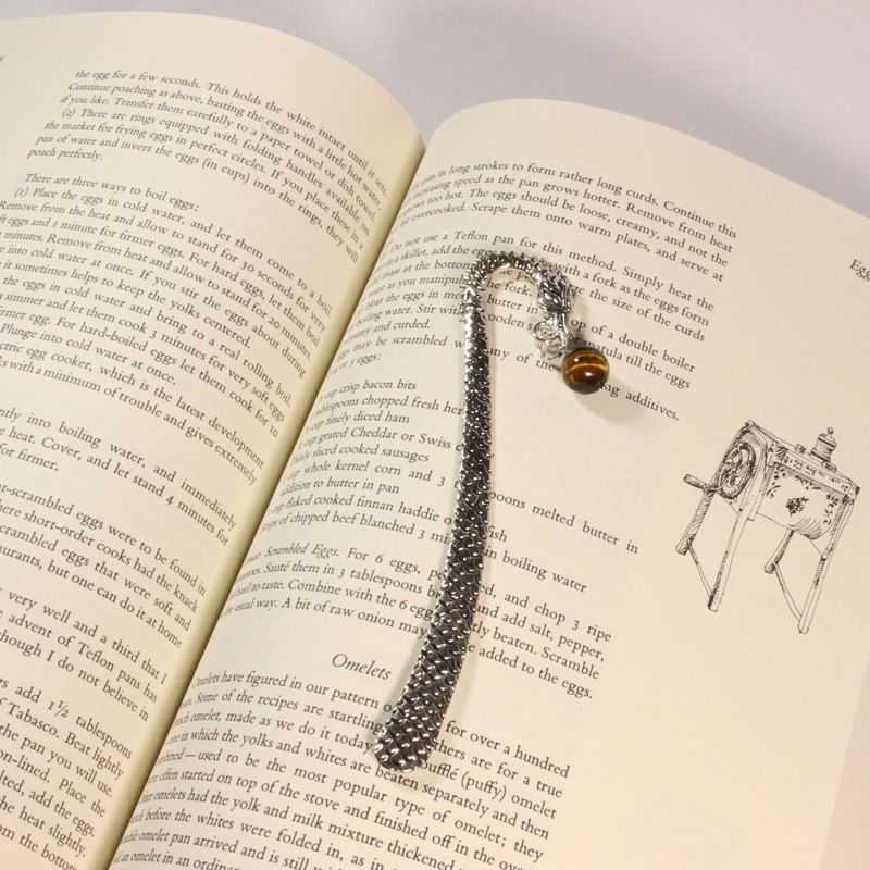 Dragon Metal Bookmarks with Tiger's eye