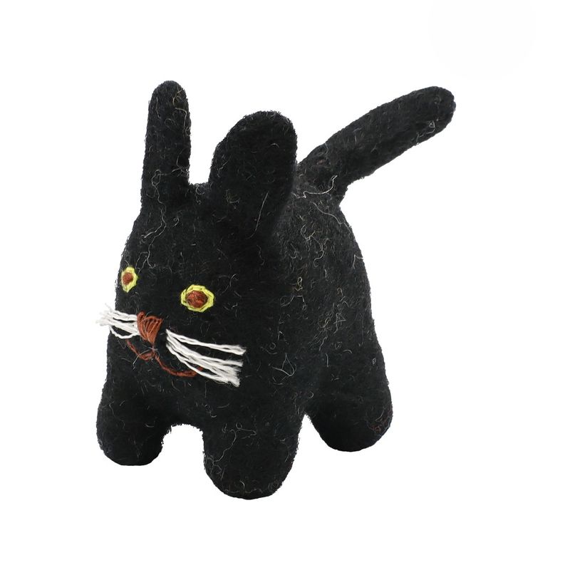 Nepal Wool Felt Animal Ornament - Black Cat