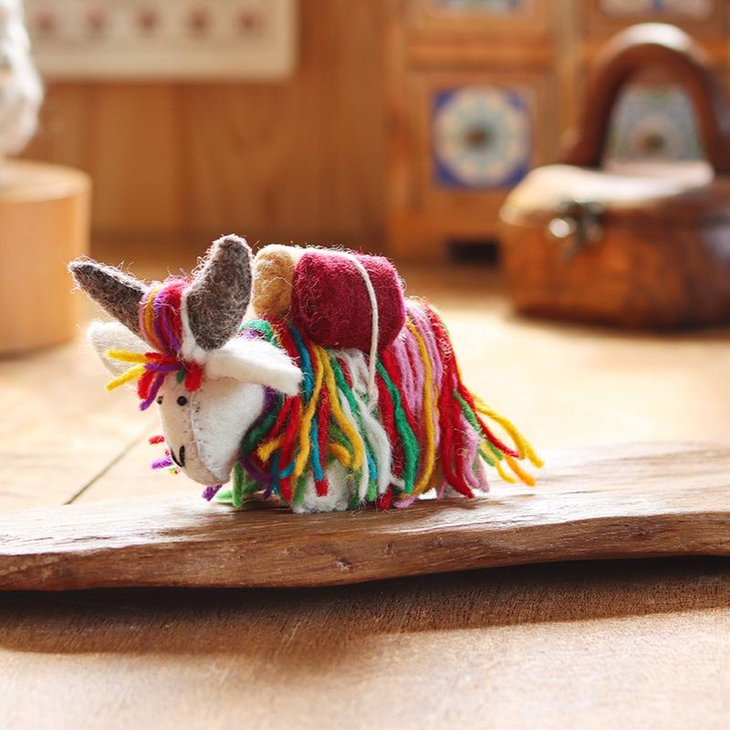 Nepal Wool Felt Animal Ornament - Colorful Yak