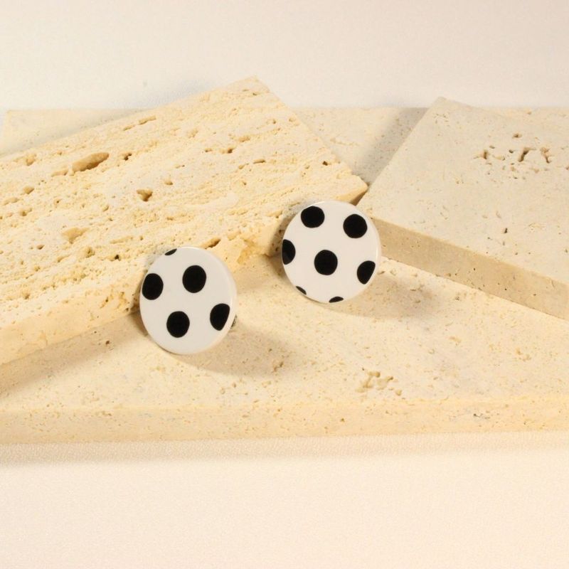 Black and White Polka Dots Clip-on Earrings