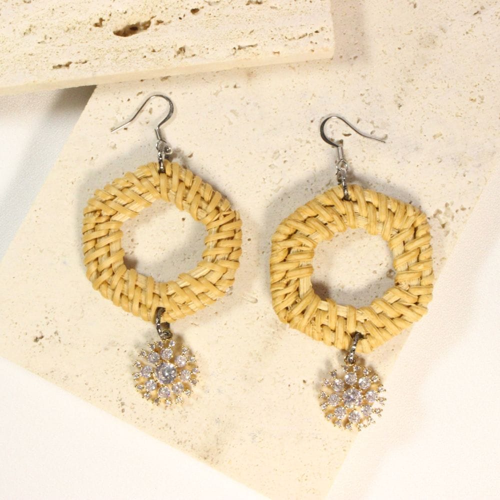 Rattan Earrings for pierced ears