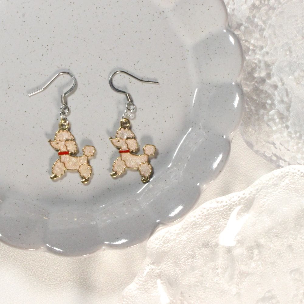 Poodle Earrings for pierced ears
