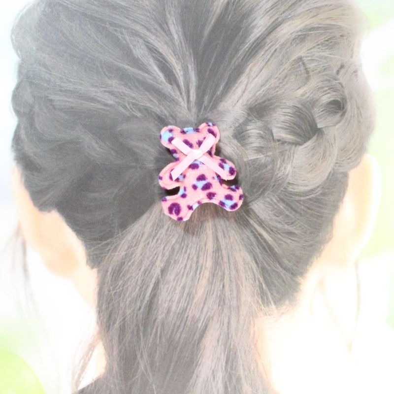 Pink Leopard Print Bear Hair Tie