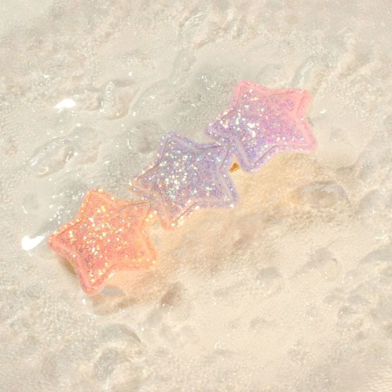 Glitter Star Hair Clips - Baby Pink