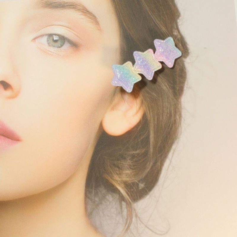 Glitter Star Hair Clips - Lavender