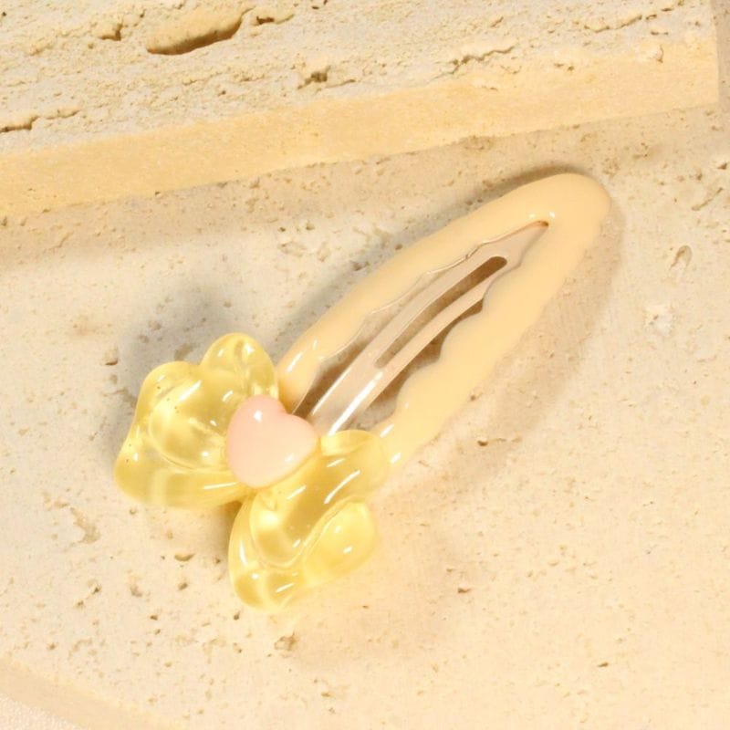 Clear Cream Yellow Bow Hair Clips