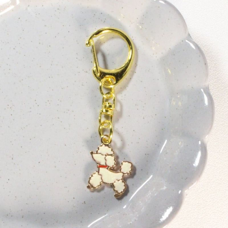 White Poodle Keychains