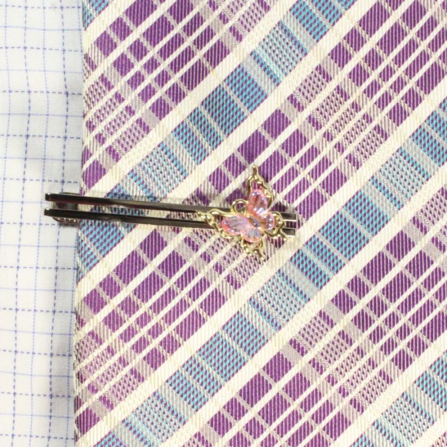 Pink Butterfly Tie Clips