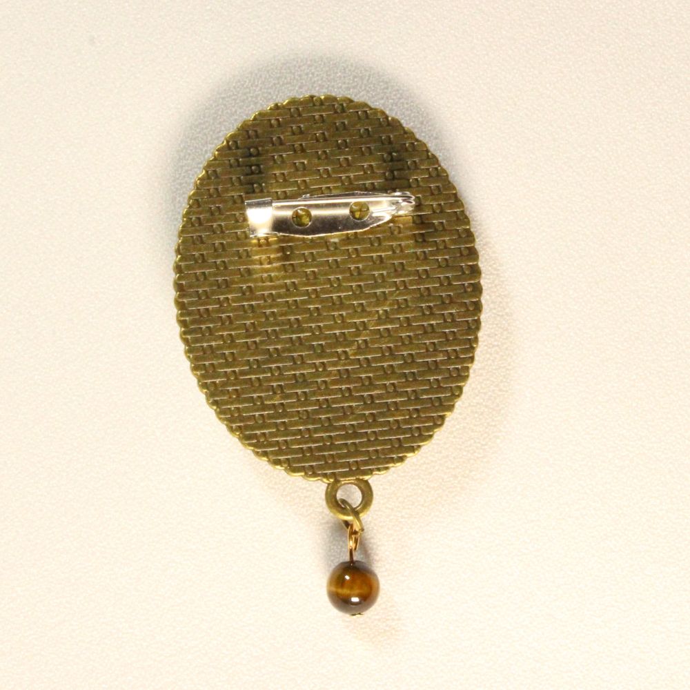 Peridot & Tiger's Eye Brooch