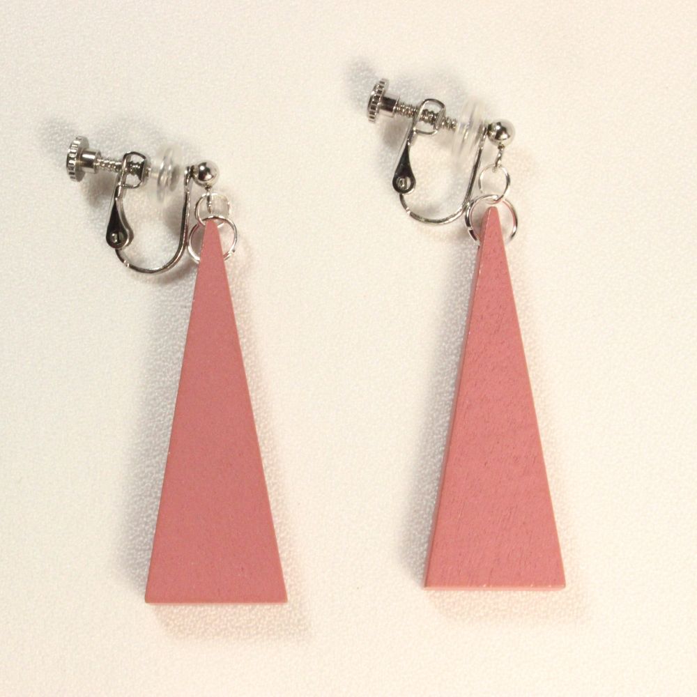 Wooden Isosceles triangle Clip-on Earrings