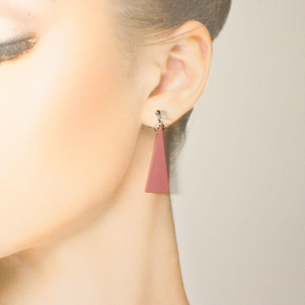 Wooden Isosceles triangle Clip-on Earrings