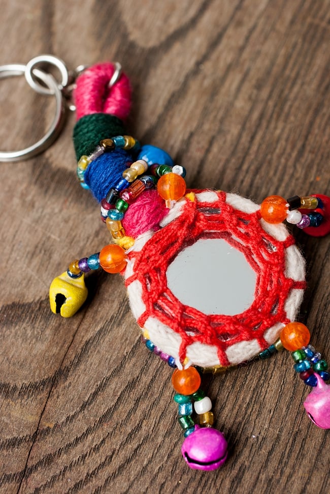 India mirror work key ring～ラージャスターン可愛いミラーと鈴のキーホルダー～