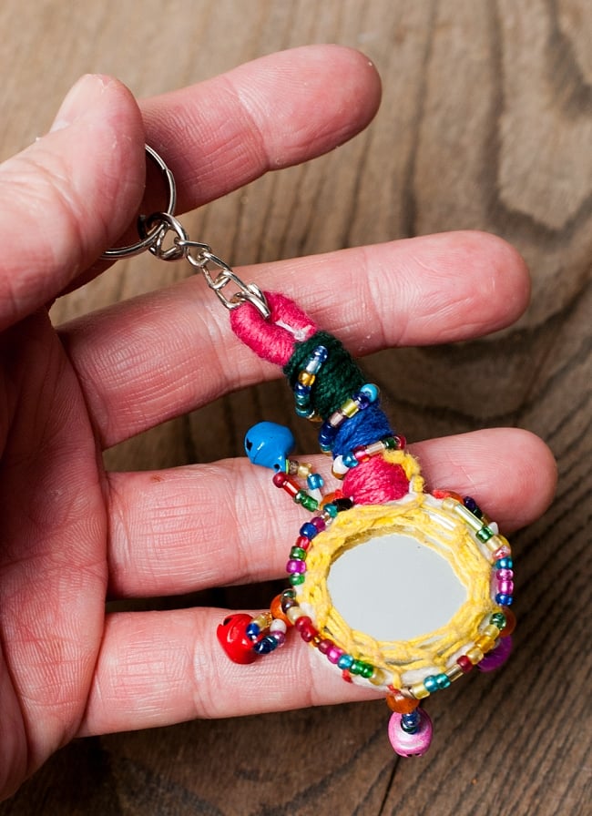 India mirror work key ring～ラージャスターン可愛いミラーと鈴のキーホルダー～
