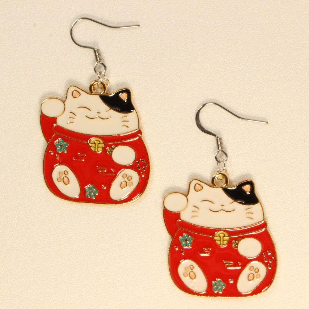 Maneki - neko Earrings for pierced ears