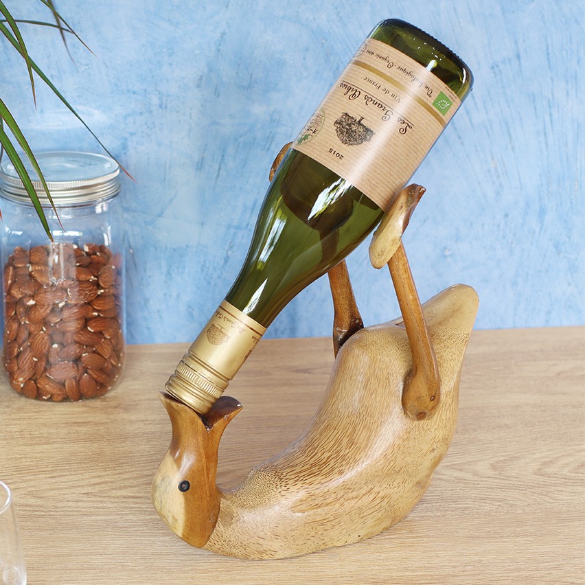 Wooden Duck Wine Bottle Holder
