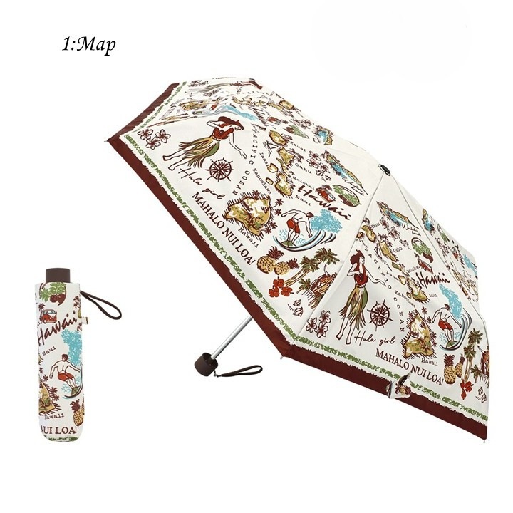 Hawaiian-style print Folding Umbrellas for both sunny and rainy days