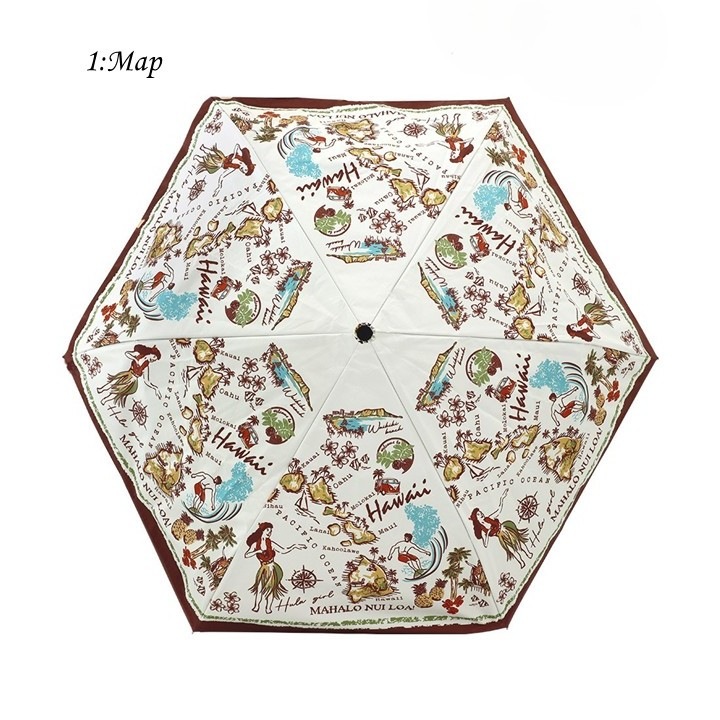 Hawaiian-style print Folding Umbrellas for both sunny and rainy days