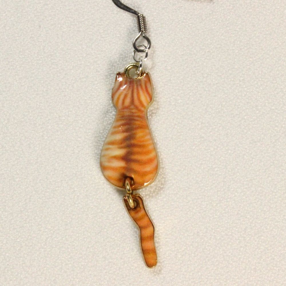 Cats Earrings with a dangling tail