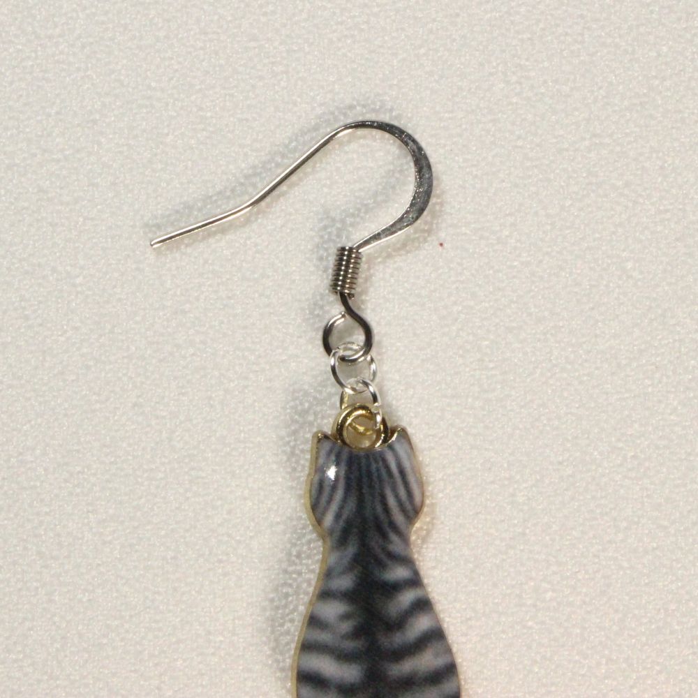Cats Earrings with a dangling tail
