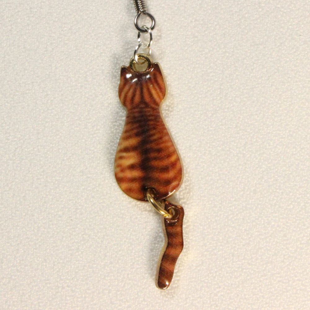 Cats Earrings with a dangling tail