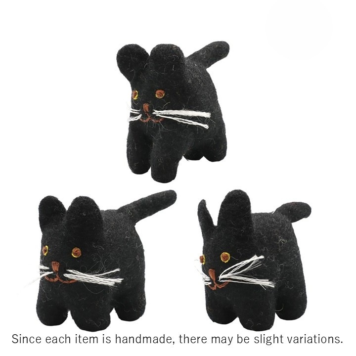 Nepal Wool Felt Animal Ornament - Black Cat