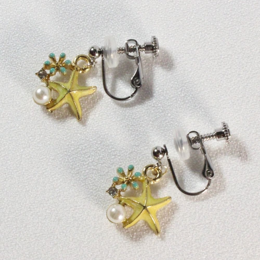 Yellow Starfish Clip-on Earrings　