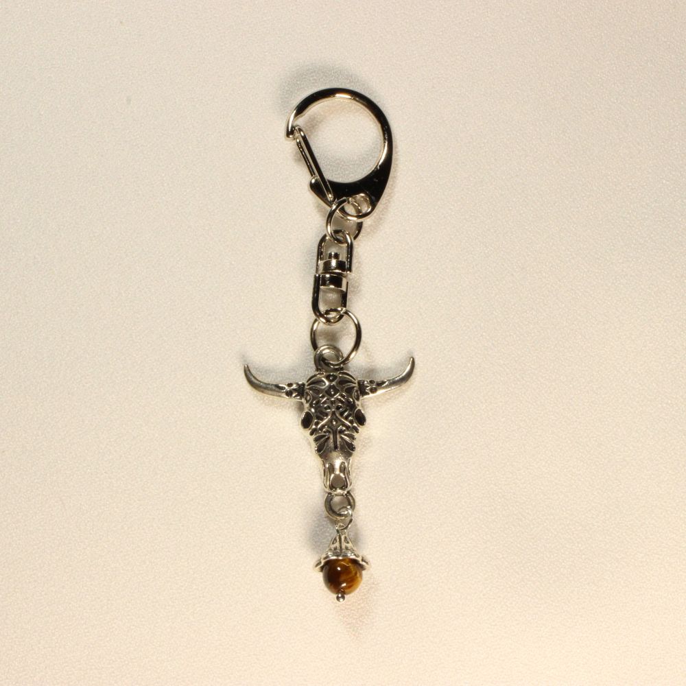 Gothic Bull Keychains with Tiger's eye